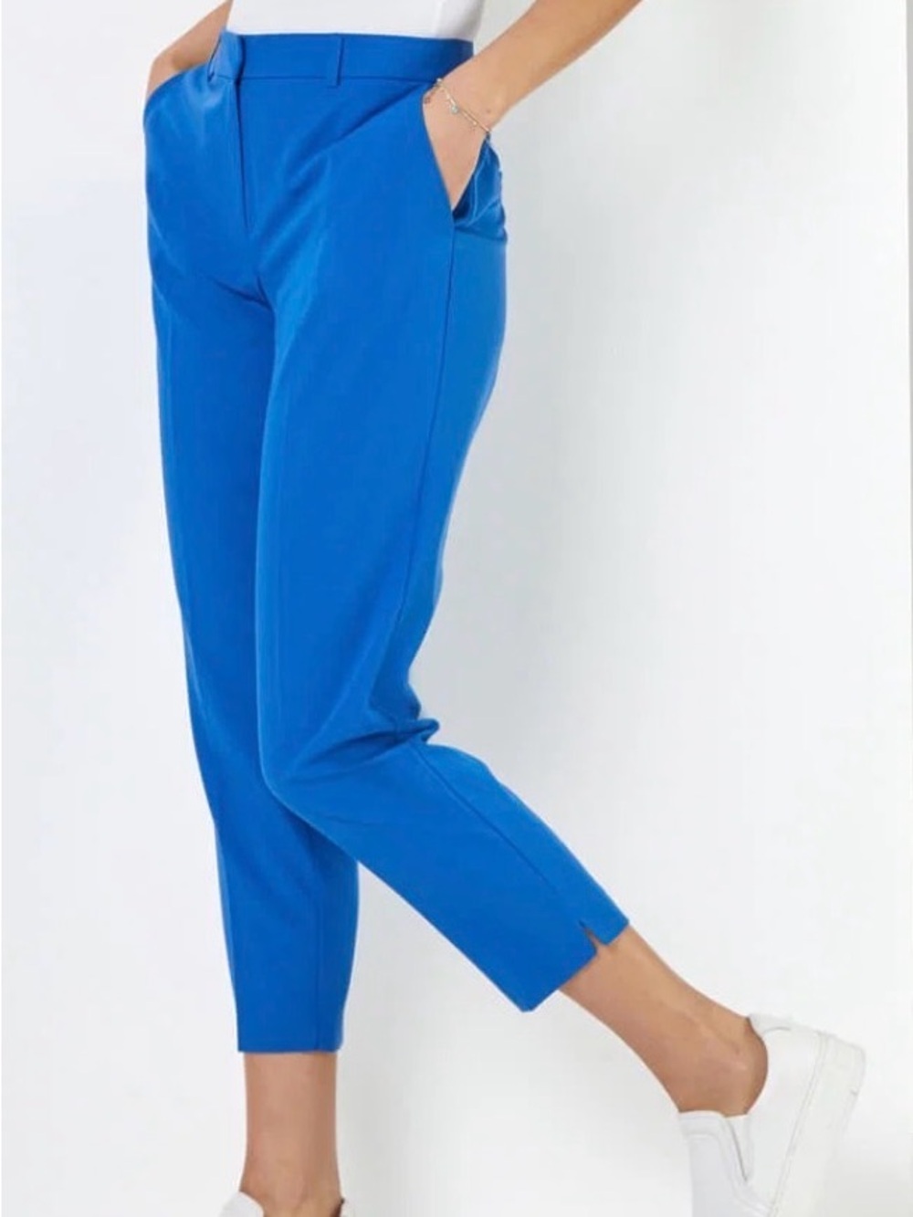 Rafaella Bright Blue Cropped Tailored Ankle Pants